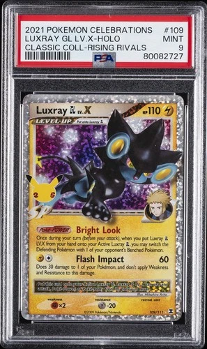 2021 POKEMON CELEBRATIONS CLASSIC COLLECTION #109 LUXRAY GL LV.X-HOLO PSA 9