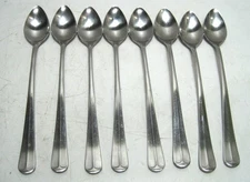 Lot of 8 - Iced Tea Spoons Leonard Stainless Flatware Old Rockport