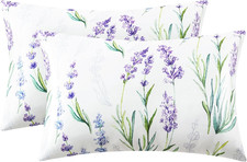 Satin Pillowcase for Hair and Skin Queen - Lavender Printed Silk Pillowcase 2 Pa