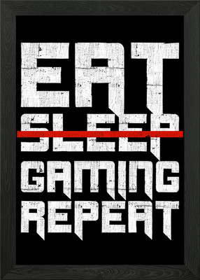 Eat Sleep Gaming Repeat Framed Wall Art Poster Canvas Print Picture