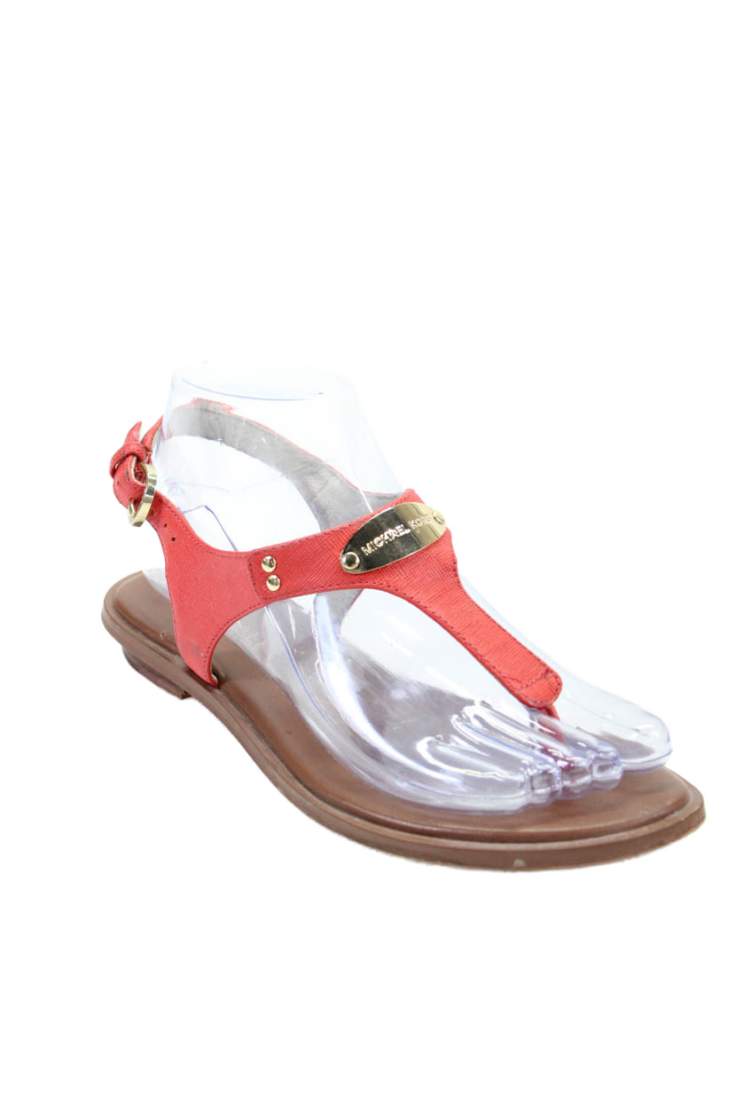 Michael Michael Kors Womens Leather Thong Slingbacks Sandals Red Size 6 Medium