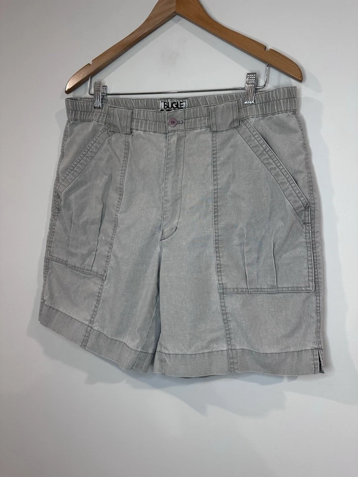 Pantalones Cortos Gris Desteñido Bugle Boy Vintage Años 90 Talla 34 Bolsillo Profundo 7” Entrepierna Foto 2 de 4
