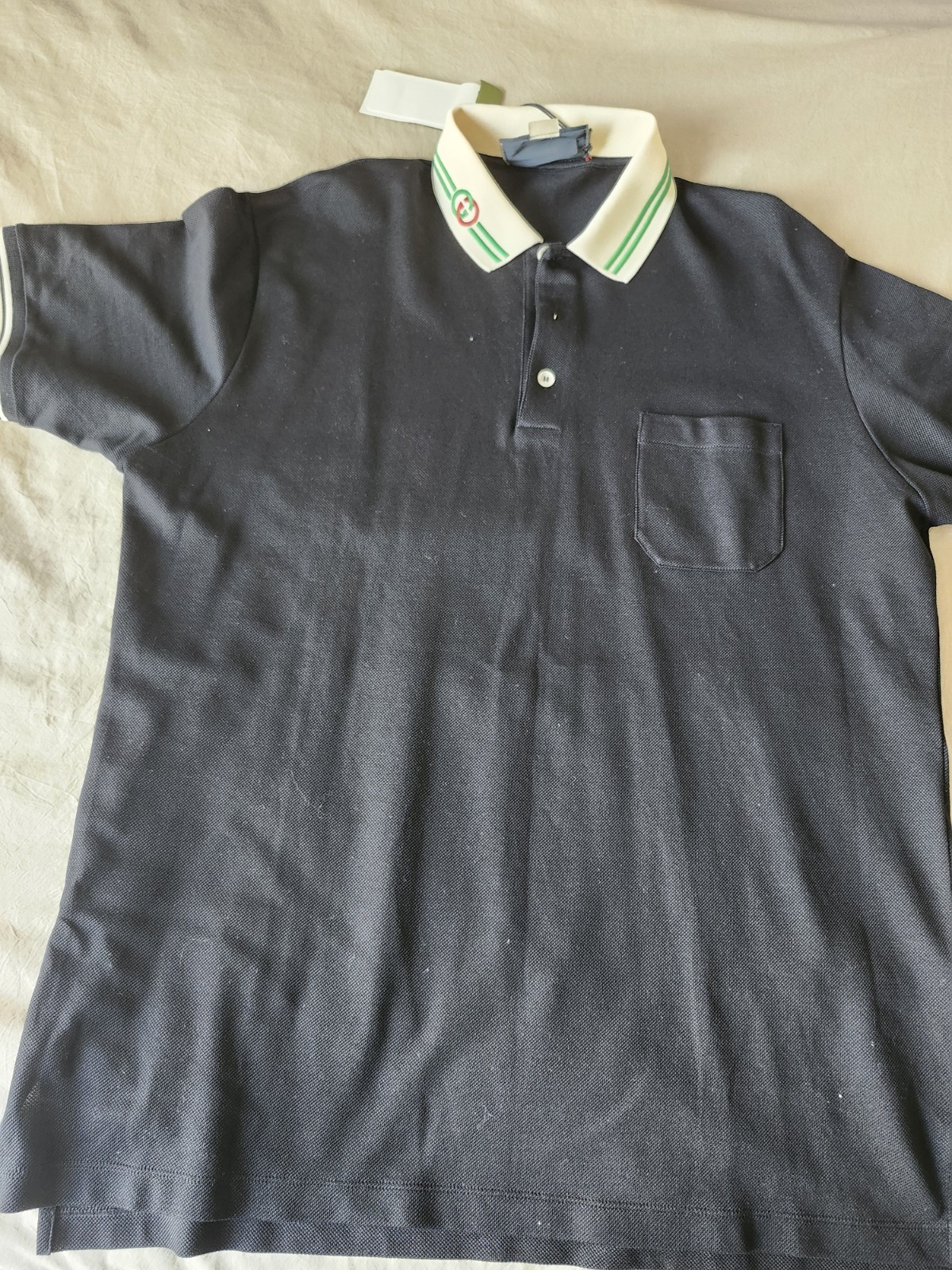 Gucci Men's Black Beige Collar Logo Polo Shirt Size XXXL