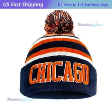 Chicago Football Embroidery Skull Cap Winter Warm Beanie Knit Stocking Hat Gift