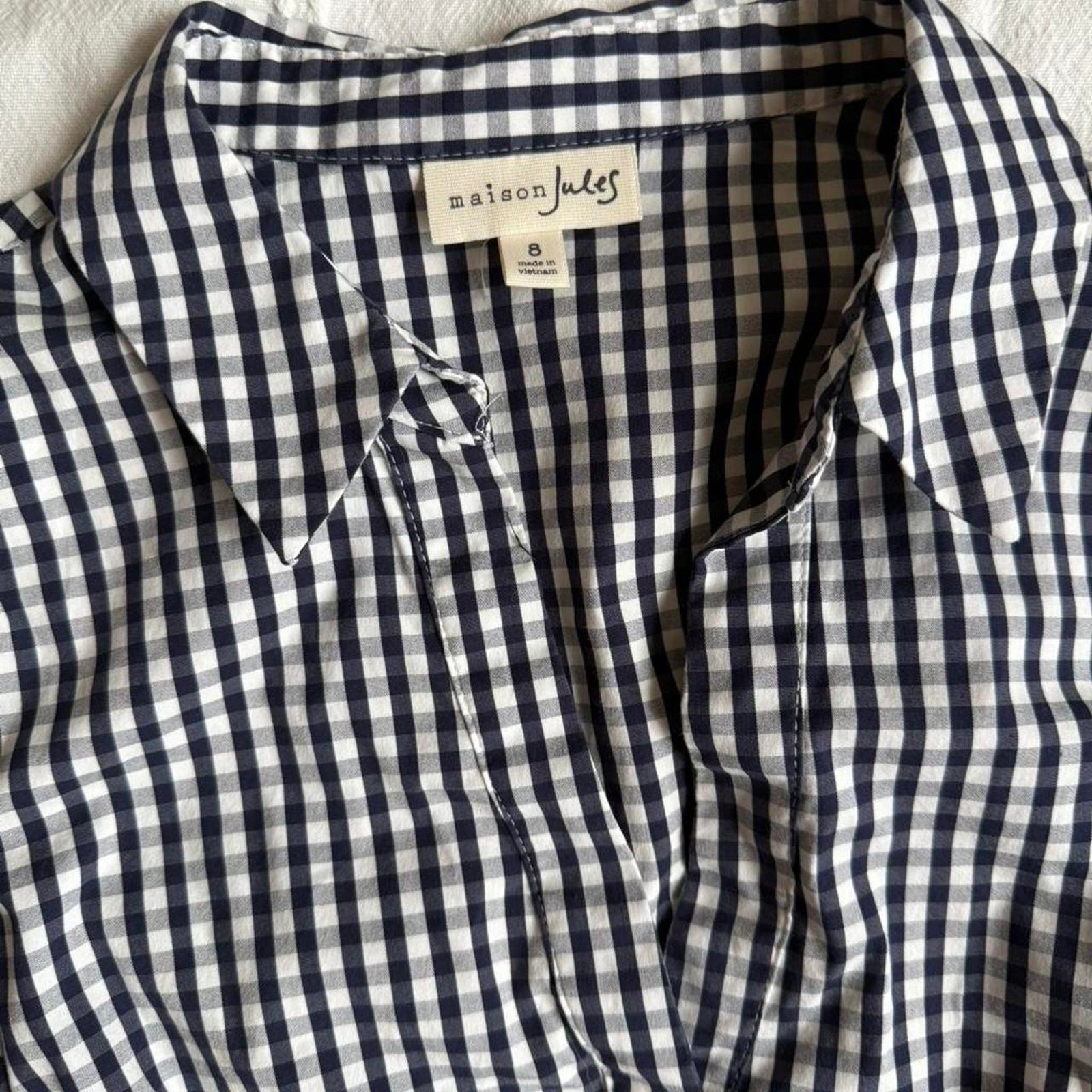 Maison jules navy gingham button - image 3