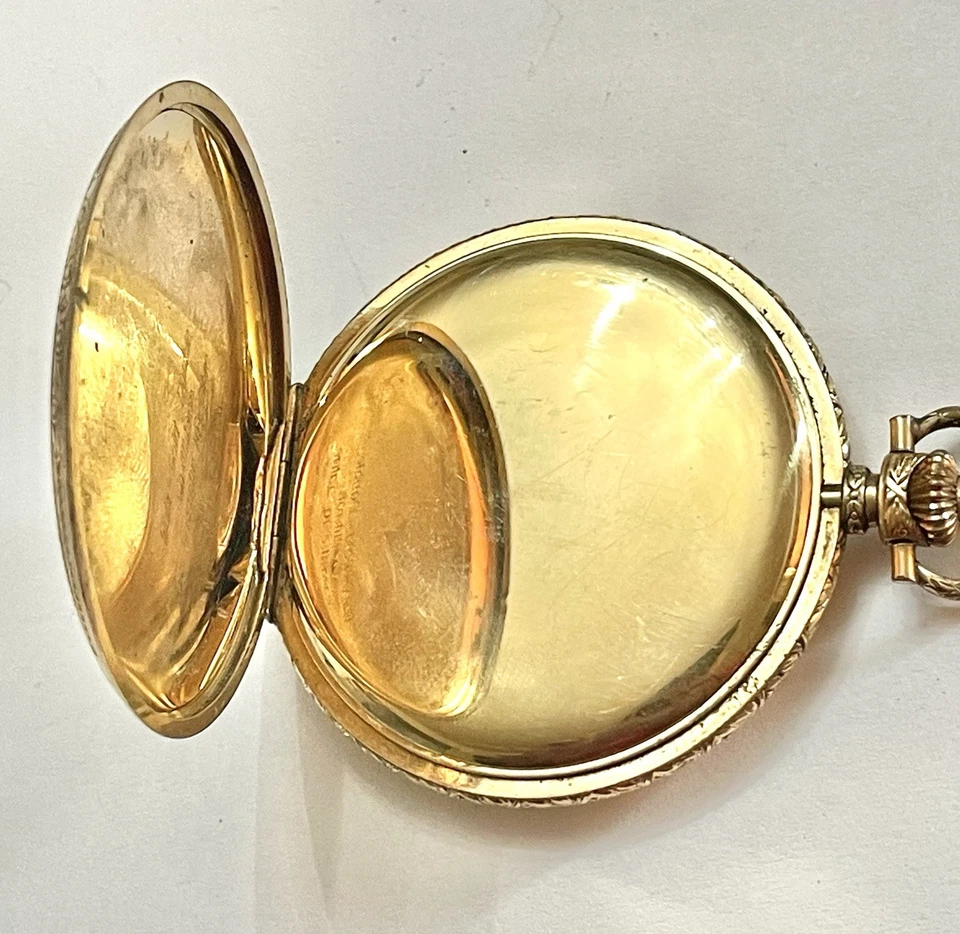 Excelente ELIDA Swiss Raro 16J Ajustable Reloj Bolsillo Cazador Completo Lleno de Oro Funcionando Foto 4 de 4