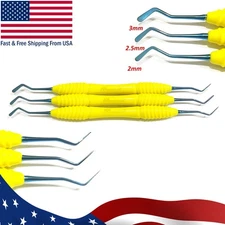 Set of 3 Dental Flat Plastic Composite Filling Instruments Titanium Blue Tips