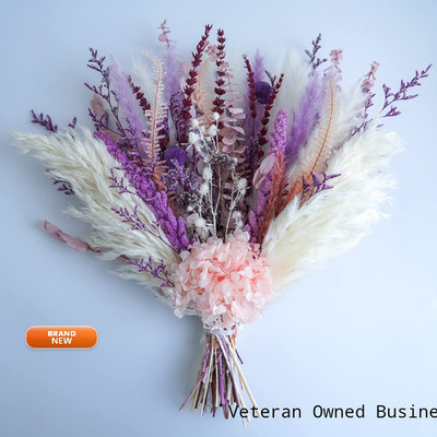 Wxqx Dried Flower Bouquet Blush Pink Lavender Purple Pampas Grass Arrangement