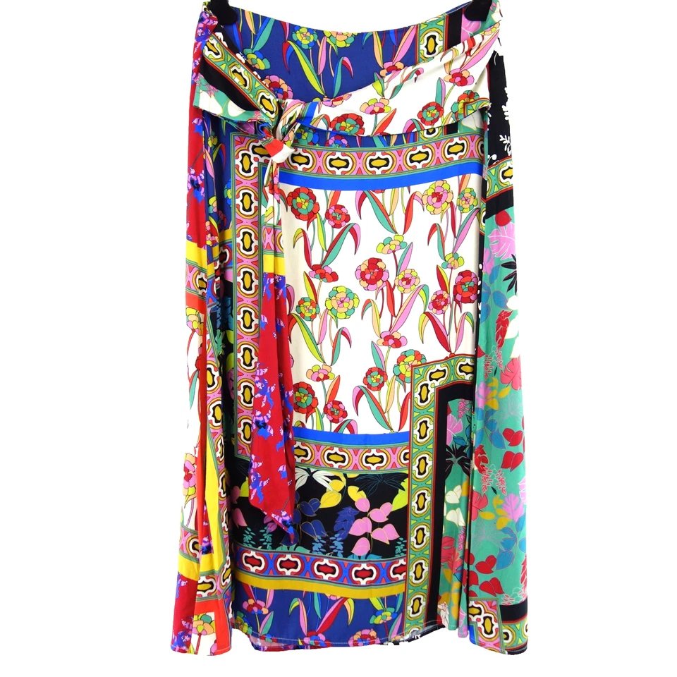 Rock Milano Italy 38 M Bunt Damen Sommer Midi Muster Bindeschal Leicht Np 89 Neu - Bild 4 von 4