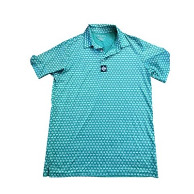 Pins & Aces Golf Polo Shirt Mens Medium Green Spade Print Short Sleeve