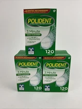 3 Pack Polident 3 Minute Denture Cleanser Tablets 120 Count per box