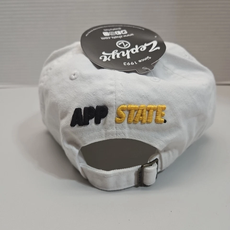 Appalachian App State Mountaineers Cap Hat Adjustable Garment Wash Chino White - Image 3 of 4