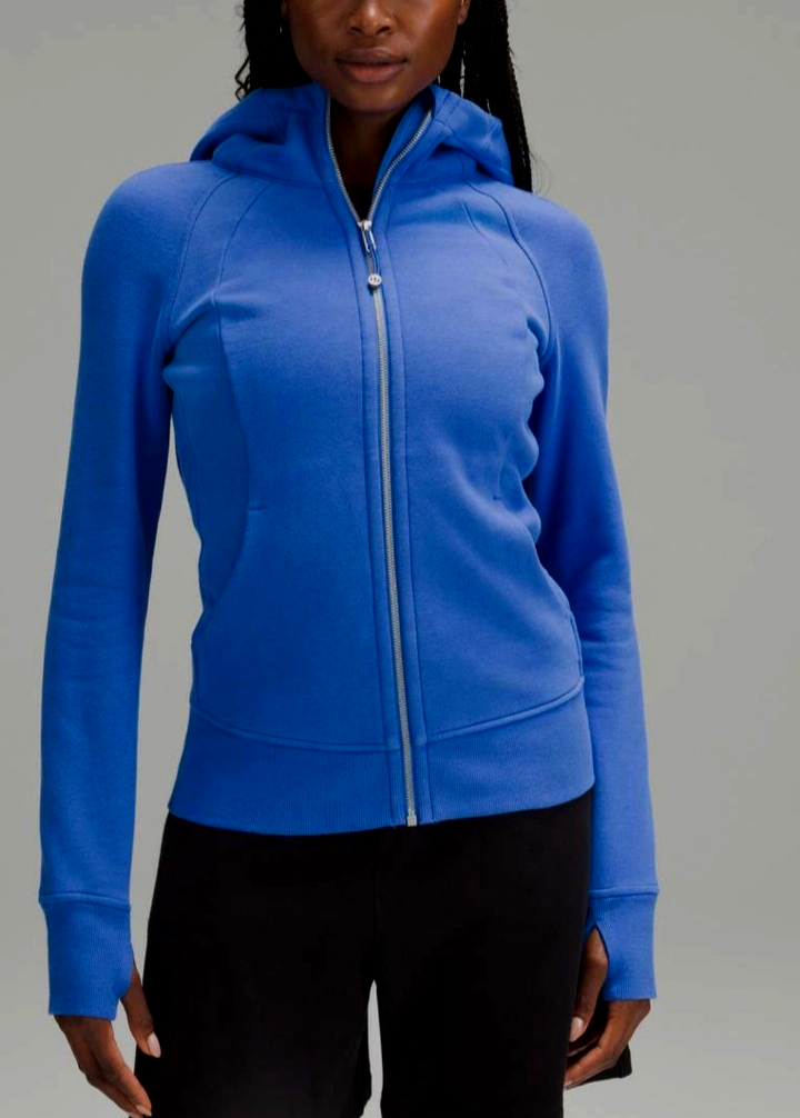 Size 8 Lululemon Scuba Full Zip Hoodie Pipe Dream Blue Light Cotton Terry W4AWMS