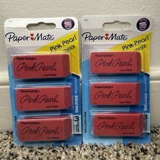 Paper Mate Pink Pearl Latex Free, Smudge Free Erasers - 2 Packs Of 3 - 6 Erasers