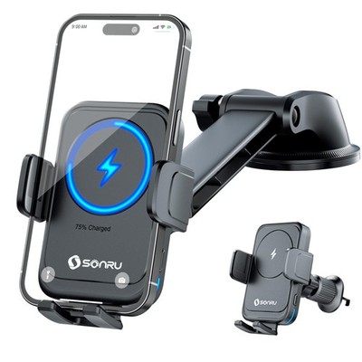 Sonru 2026 Smart Car Phone Holder Wireless Charger, 15w Black 