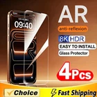 4PCS Clear Tempered Glass Screen Protector for iPhone 14 15 16 17 Pro Max 17E