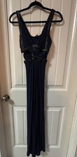 Sky Brand Maxi Dress,  Blue With Black Vinyl Straps, Size Small