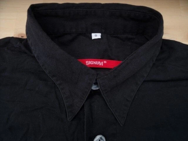 Signum Black Unicolor Long Sleeve Polo Shirt Size Small Very Good #EE013
