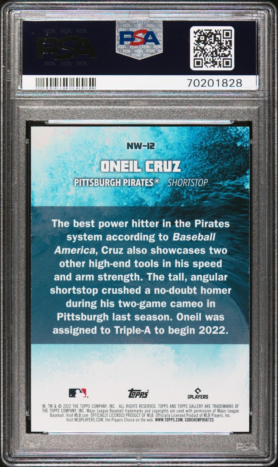 Graded 2022 Topps Gallery Oneil Cruz #NW12 Next Wave Rookie Card PSA 10 view 2