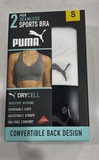 PUMA Seamless Sports Bra 2-pack Women's Performance S, White/Blk NEW