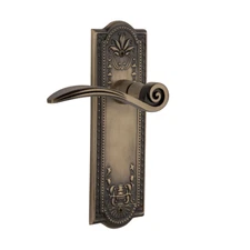 Nostalgic Warehouse Meadows Plate Privacy Swan Lever Antique Brass Door Handle