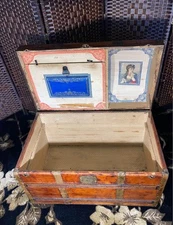 Beautiful Vintage Wooden Dome top Steamer Trunk