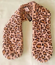 INC International Concepts Leopard Animal Print Faux Fur Pull Through Scarf NWT