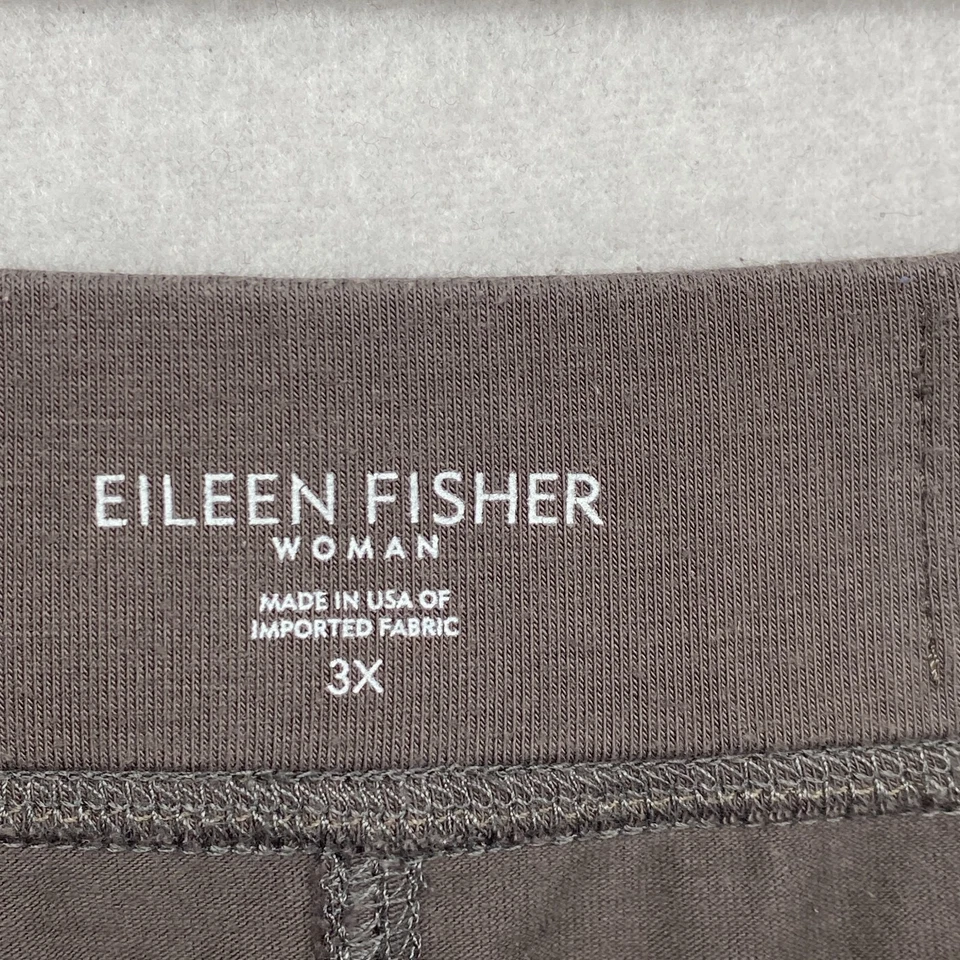 EILEEN FISHER Pants 3X Organic Cotton Stretch Jersey Straight Pull On Gray USA - Image 4 of 4