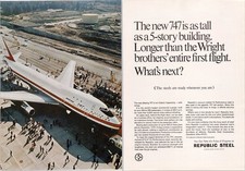 Republic Steel Boeing 747 Vintage 2pgMagazine Ad Print 1960s Aviation