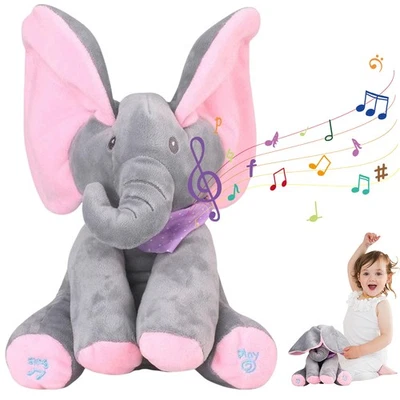 UNBEKANNT Animierter Peek-a-Boo Elefant Plüsch Singendes Stofftier Spielzeug für Babys