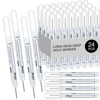 24 Pcs Deep Hole Marker Bulk Long Nib Marker Long Head Waterproof Multi-purpo...