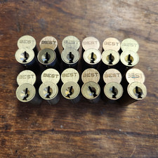 LOCKSMITHS:  Quantity 12 Best uncombinated IC cores "F" keyway + tailpieces