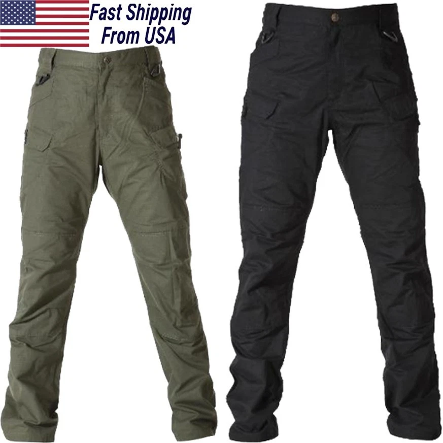Men Tactical Cargo Pants Waterproof Hiking Work Pants Combat Trousers Outdoor