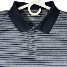 Croft Barrow Mens Performance Polo Shirt Gray Stripe Short Sleeve Size M
