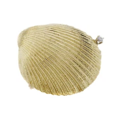 Clam Sea Shell Diamond Pin 18k Yellow Gold Diamond