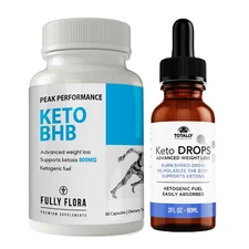 Keto Diet Drops & Keto-BHB Support Healthy Weight Loss Fat Burn Supplement Combo