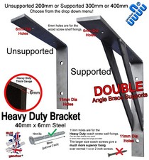 Heavy Duty Shelf Brackets 40mm x 6mm THICK GAUGE Steel, Industrial, Very Strong