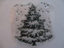 NEW EX-LARGE CLEAR ACRYLIC STAMP TREE w SNOW SNOWFLAKES Christmas Winter