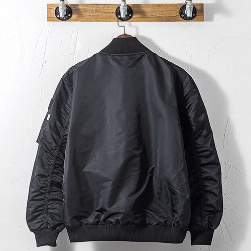 Mens Vintage Style Bomber Jacket - Black Retro Military Aviator Coat Unisex - Picture 3 of 13