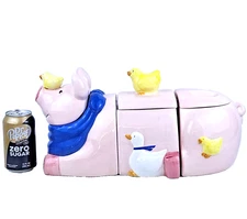 Ultra-Rare CoCo Dowley Pig 3-Pc Ceramic Set, Perfect Gift for Kitchen or Nursery