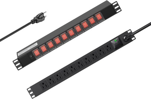 10 Outlet Rack Mount Power Strip with Surge Protection & Individual Switches - Picture 3 of 9