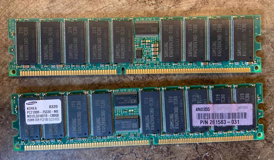 x2 Samsung M312L3310DT0-CB0Q0 PC2100R-25330-M0 256MB Server Memory RAM - Image 2 of 2