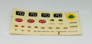 Hot Wheels Redline LOTUS TURBINE Waterslide Decal Sheet ORIGINAL !!!