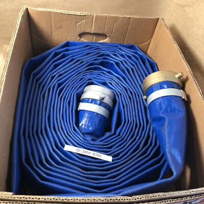 NEW 3'' x 50' Agricultural PVC Lay Flat Hose Water Drain Pool Threaded Ends