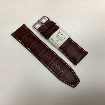 Bracelet montre Cuir Alligator HIRSCH Marron Or, modèle Rolex