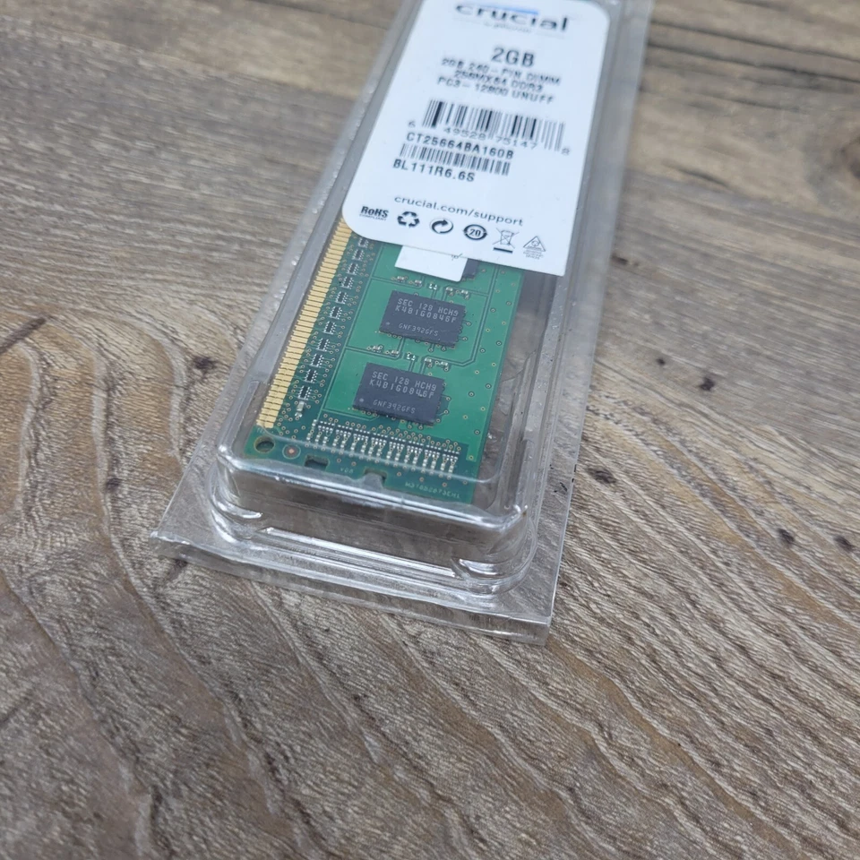 Crucial By Micron 2GB CT25664BA160B 240 Pin DIMM DDR3 With Original Packaging - Image 3 of 4