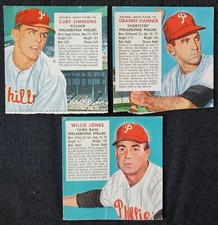 3x 1953 Curt Simmons Hamner Jones Philadelphia Phillies MLB Red Man Cards #18 24