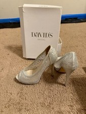 Silver sparkly open toe David’s bridal formal high heels size 6 stiletto