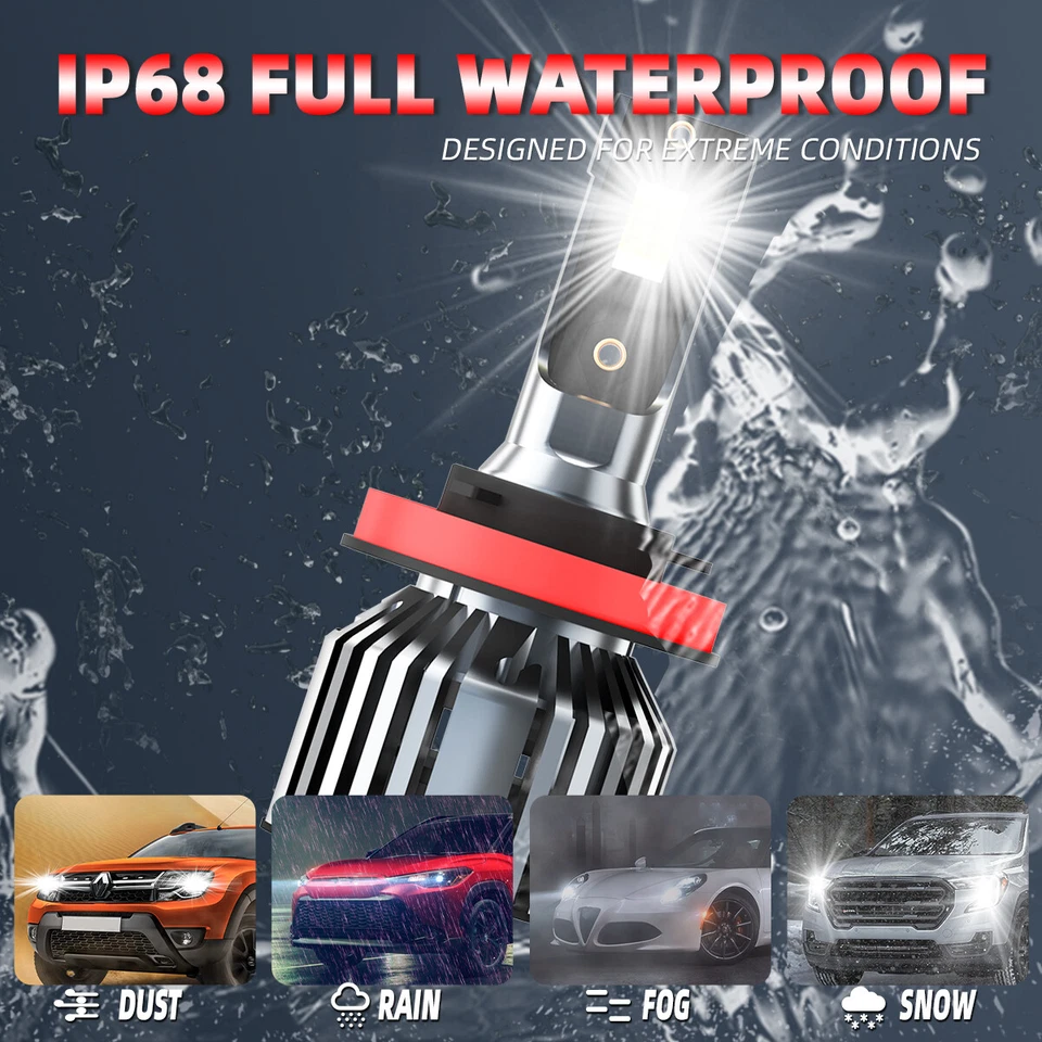 For Jeep Compass 2011-2017 H8/H9/H11 LED Headlight Bulbs Kit High/Low Beam - Image 4 of 4