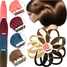 9A 16-20Inch Seamless Skin Wef Tape In PU Remy Human Hair Extensions full head